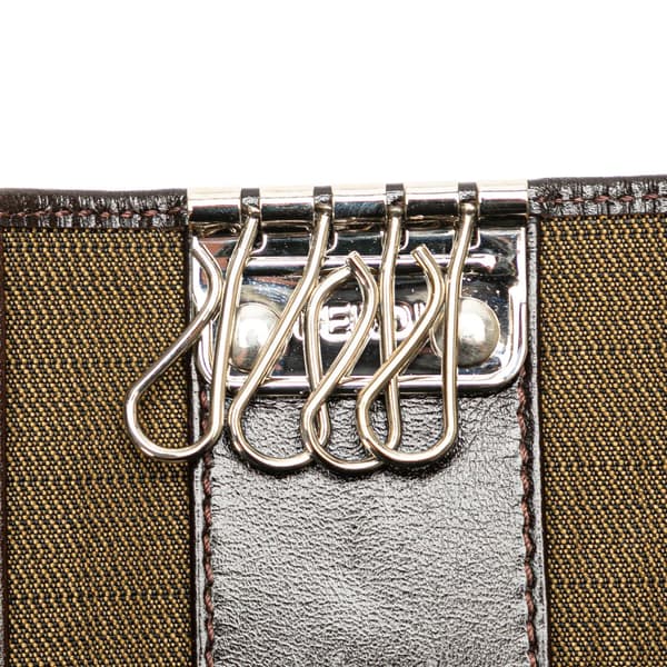 Pre-owned Fendi Zucca Canvas Key Holder Brown