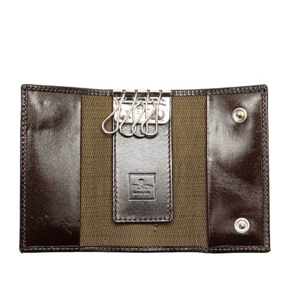 Pre-owned Fendi Zucca Canvas Key Holder Brown