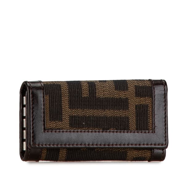 Pre-owned Fendi Zucca Canvas Key Holder Brown