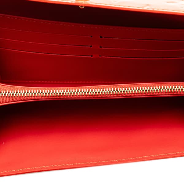 Pre-owned Louis Vuitton Monogram Vernis Sarah Long Wallet Red