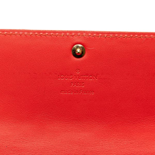 Pre-owned Louis Vuitton Monogram Vernis Sarah Long Wallet Red