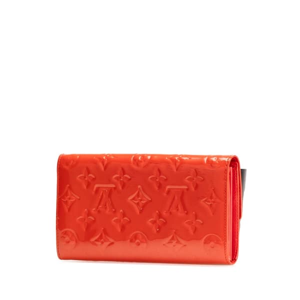 Pre-owned Louis Vuitton Monogram Vernis Sarah Long Wallet Red