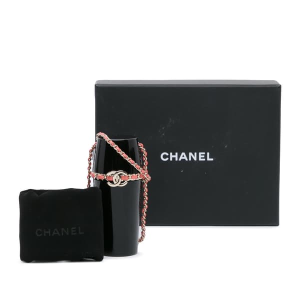 Pre-owned Chanel Lucite Lipstick Case On Chain Black