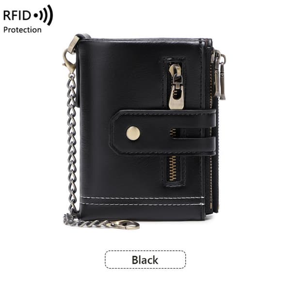 INF Ny RFID-blockerande plånbok för män med dubbel dragkedja