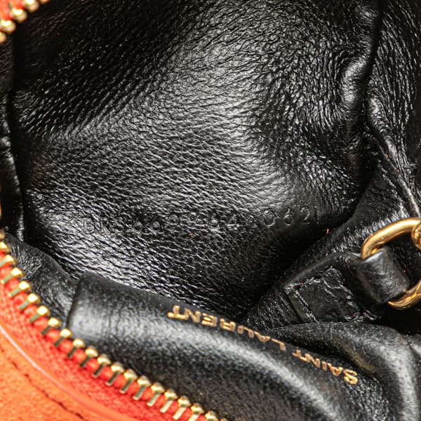 Pre-owned Saint Laurent Suede and Calfskin Jamie Cube Charm Coin Pouch Orange