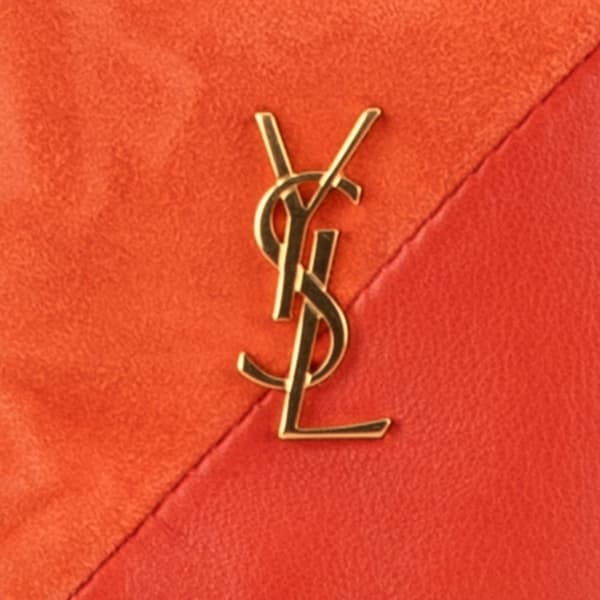 Pre-owned Saint Laurent Suede and Calfskin Jamie Cube Charm Coin Pouch Orange
