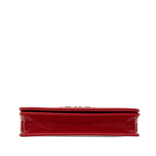 Pre-owned Ferragamo Gancini Calfskin Card Holder Red