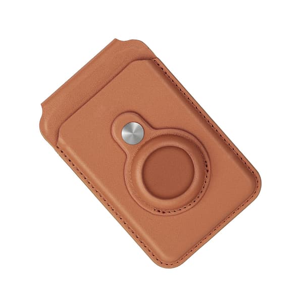 INF Magsafe Tracker -lompakko: Nahkainen korttikotelo, jossa AirTag-paikka Ruskea