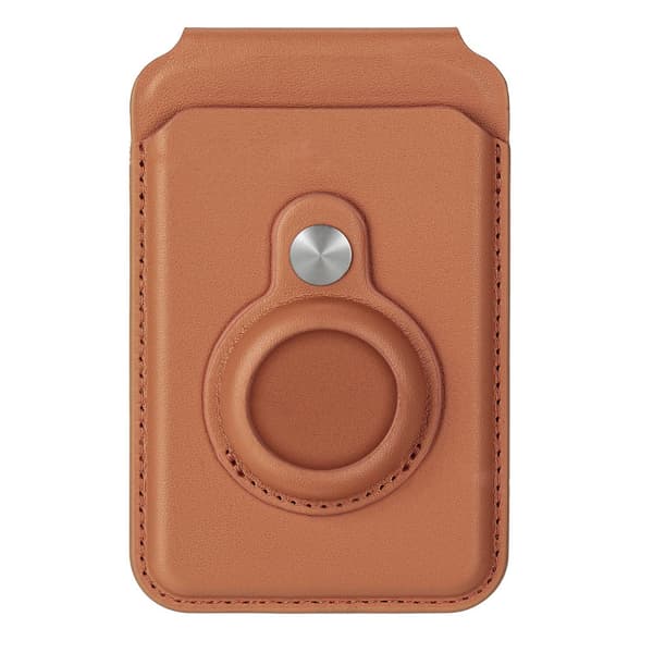 INF Magsafe Tracker -lompakko: Nahkainen korttikotelo, jossa AirTag-paikka Ruskea