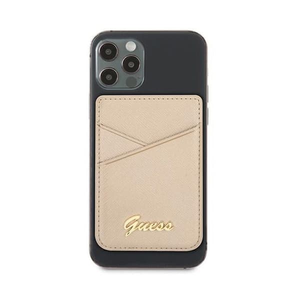 Guess Wallet Card Slot MagSafe Saffiano - Magnetisk plånbok (guld)