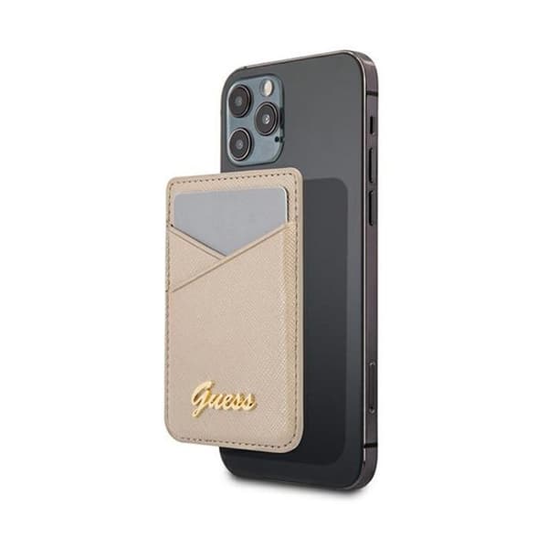 Guess Wallet Card Slot MagSafe Saffiano - Magnetisk plånbok (guld)