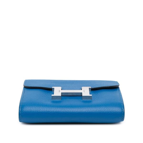 Pre-owned Hermès Evercolor Constance Slim Compact Wallet Blue
