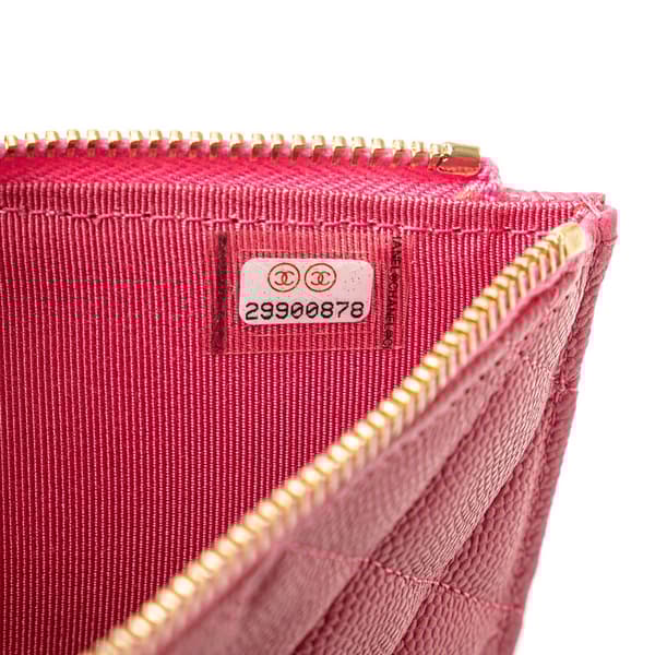 Pre-owned Chanel CC Quilted Caviar Flat Phone Case Wallet Pouch Pink