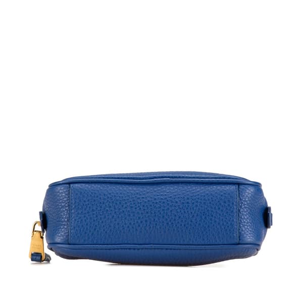 Pre-owned Prada Vitello Daino Cosmetic Pouch Blue