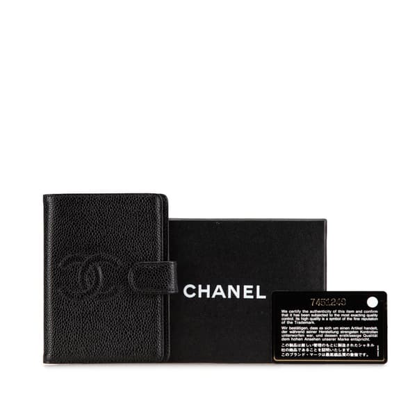Pre-owned Chanel Mini Caviar Agenda Cover Black