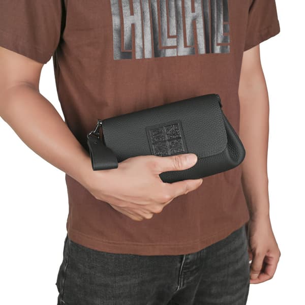 INF Premium clutch-lommebok i skinn med glidelås