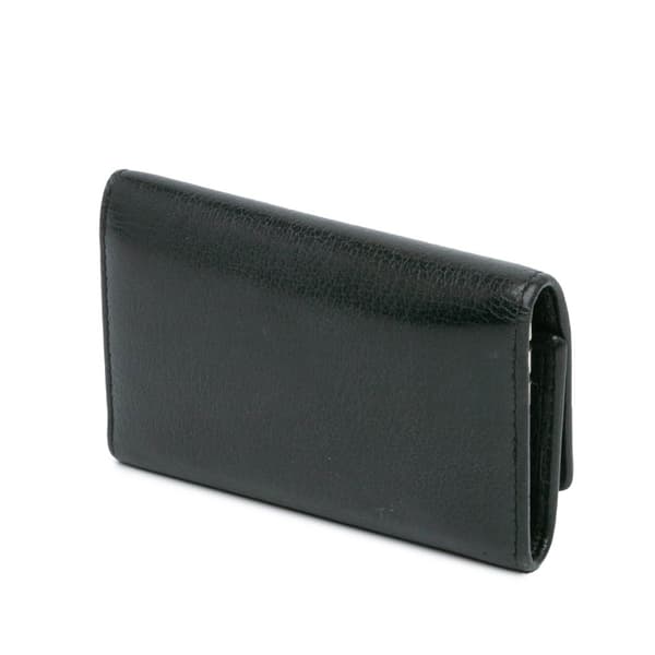Pre-owned Chanel CC Camellia Leather Key Holder Black