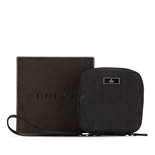 Pre-owned Gucci GG Canvas Cosmetic Pouch Black