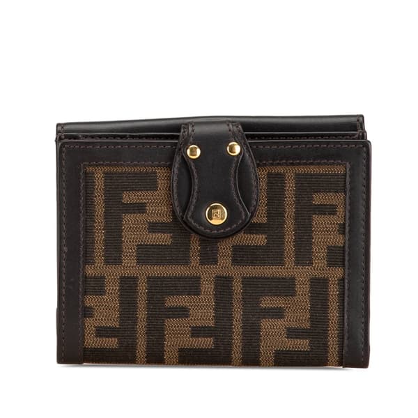 Pre-owned Fendi Zucca Canvas Small Wallet Brown