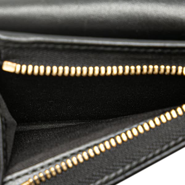 Pre-owned Ferragamo Studded Leather Compact Wallet Black