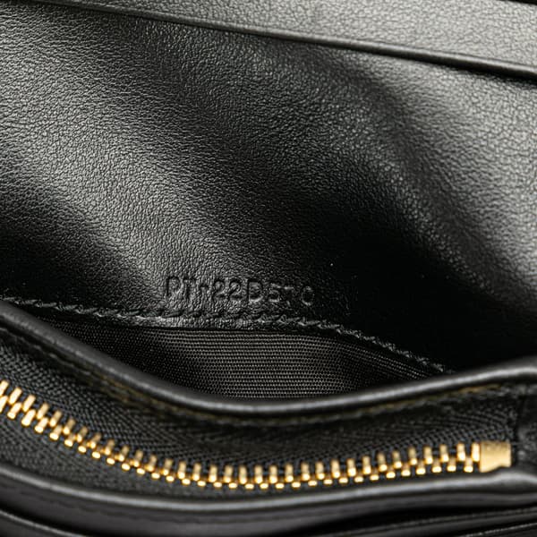 Pre-owned Ferragamo Studded Leather Compact Wallet Black
