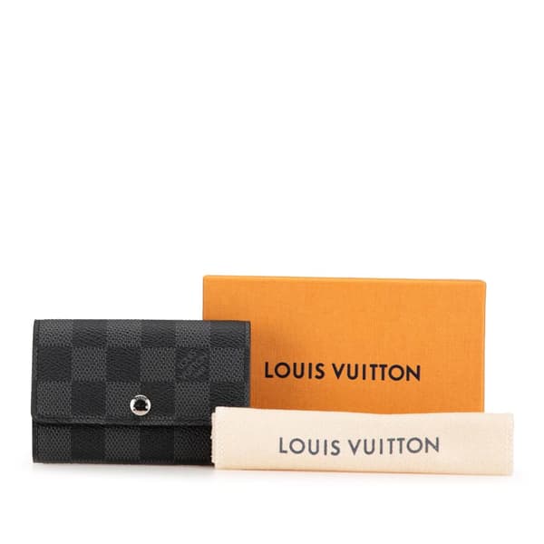 Pre-owned Louis Vuitton Damier Graphite 6 Key Holder Black