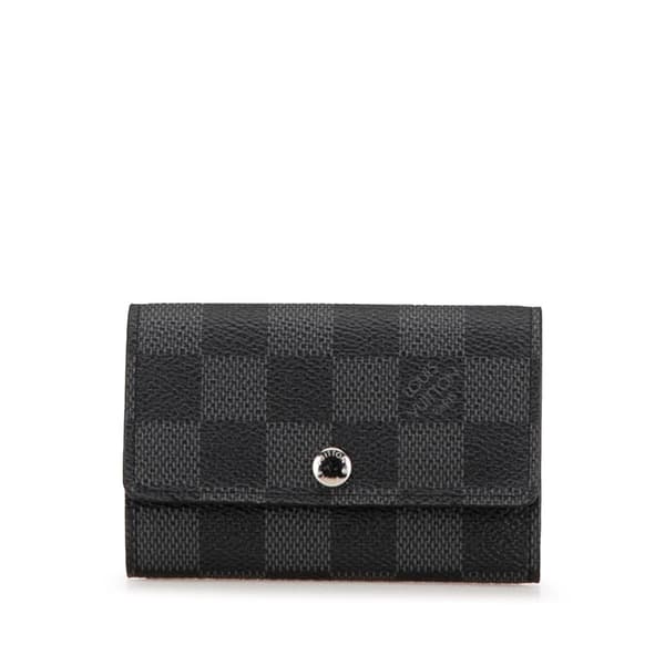 Pre-owned Louis Vuitton Damier Graphite 6 Key Holder Black