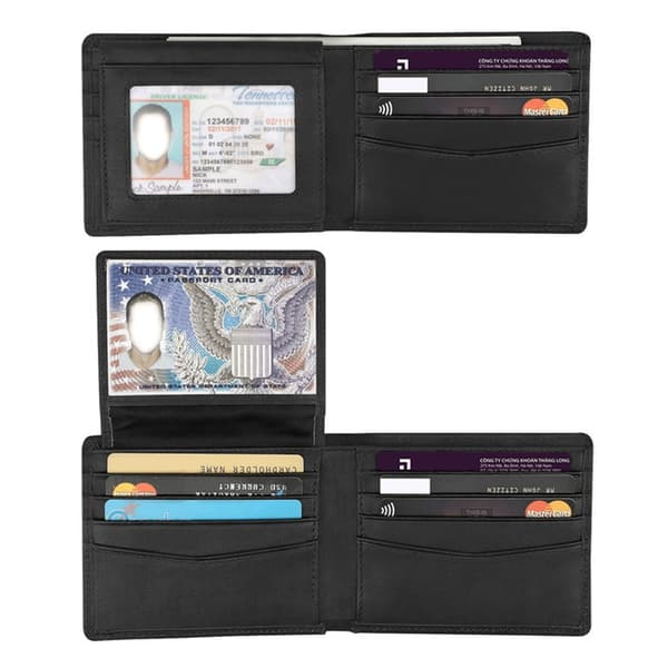 INF RFID-blockerande plånbok, smal läderplånbok för män