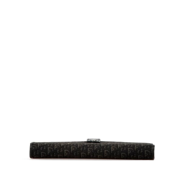 Pre-owned Dior Oblique Canvas French Long Wallet Black