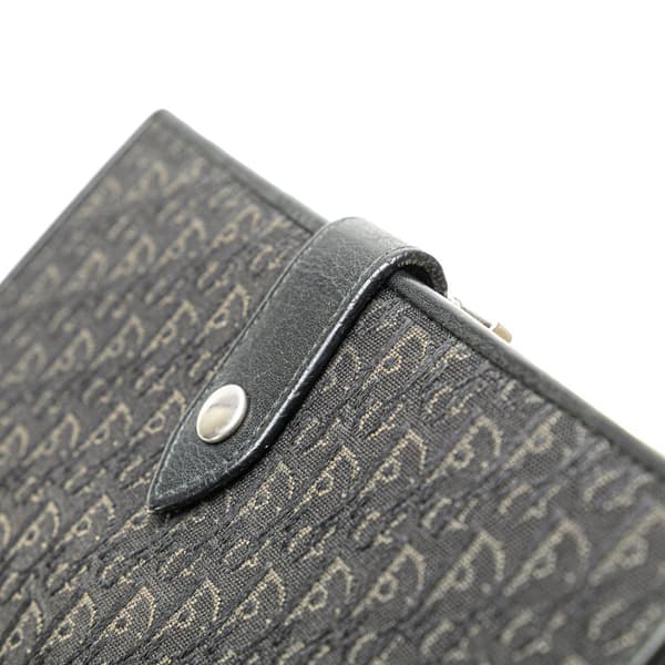 Pre-owned Dior Oblique Canvas French Long Wallet Black