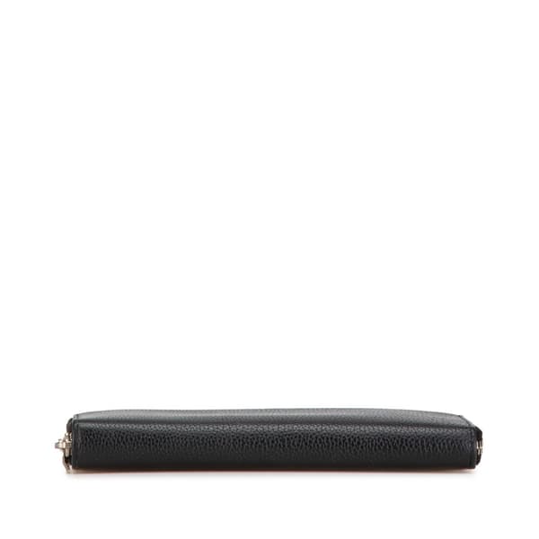 Pre-owned Saint Laurent Leather Zip Around Long Wallet Black