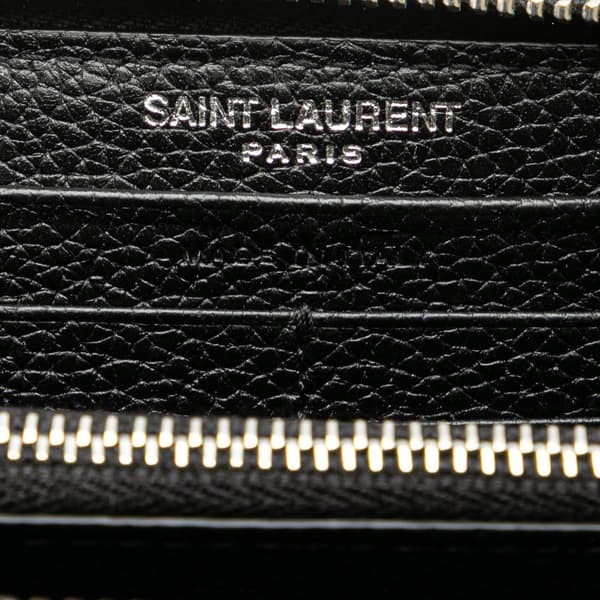 Pre-owned Saint Laurent Leather Zip Around Long Wallet Black