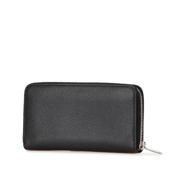 Pre-owned Saint Laurent Leather Zip Around Long Wallet Black