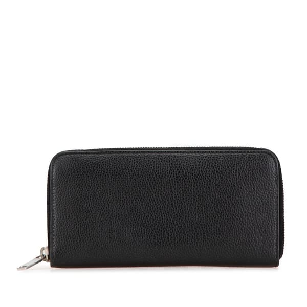 Pre-owned Saint Laurent Leather Zip Around Long Wallet Black