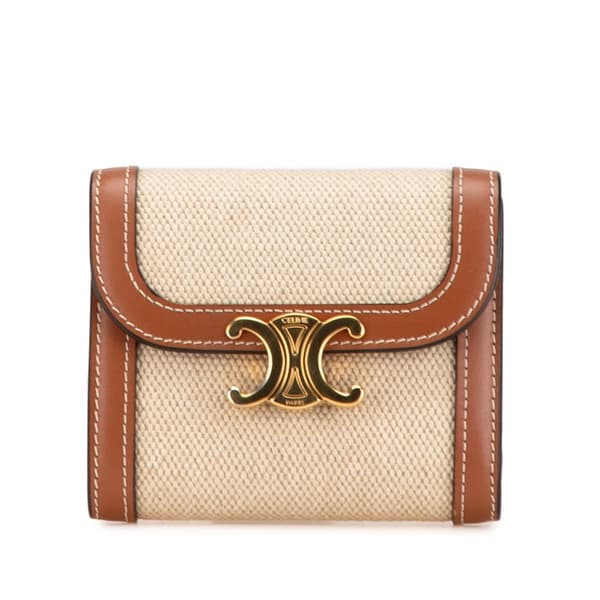 Pre-owned Celine Triomphe Canvas Tri-fold Wallet Brown