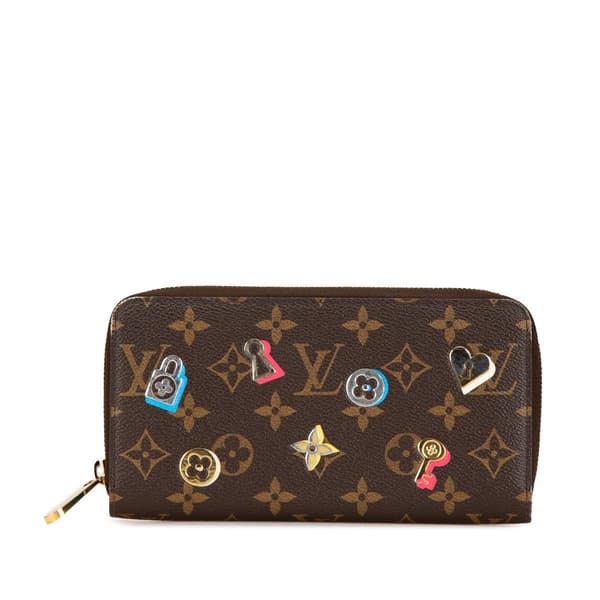 Pre-owned Louis Vuitton Monogram Love Lock Zippy Wallet Brown