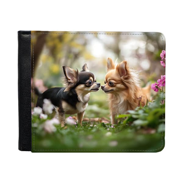 Långhårig Chihuahua Hund Plånbok För Män Med Myntfack