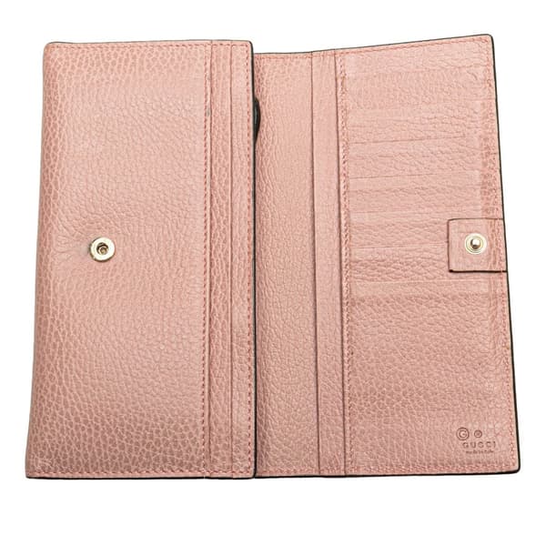 Pre-owned Gucci Interlocking G Leather Long Wallet Pink