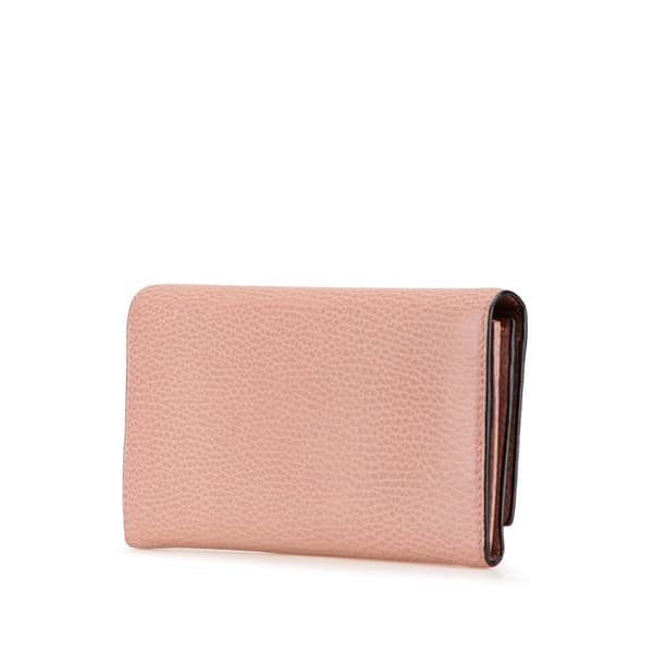 Pre-owned Gucci Interlocking G Leather Long Wallet Pink