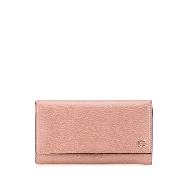 Pre-owned Gucci Interlocking G Leather Long Wallet Pink