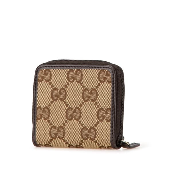 Pre-owned Gucci GG Canvas Coin Pouch Brown