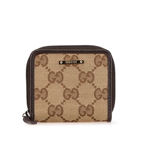 Pre-owned Gucci GG Canvas Coin Pouch Brown