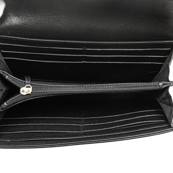 Pre-owned Chanel CC Calfskin Long Wallet Black