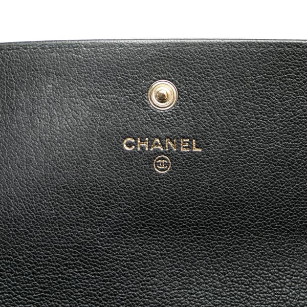 Pre-owned Chanel CC Calfskin Long Wallet Black