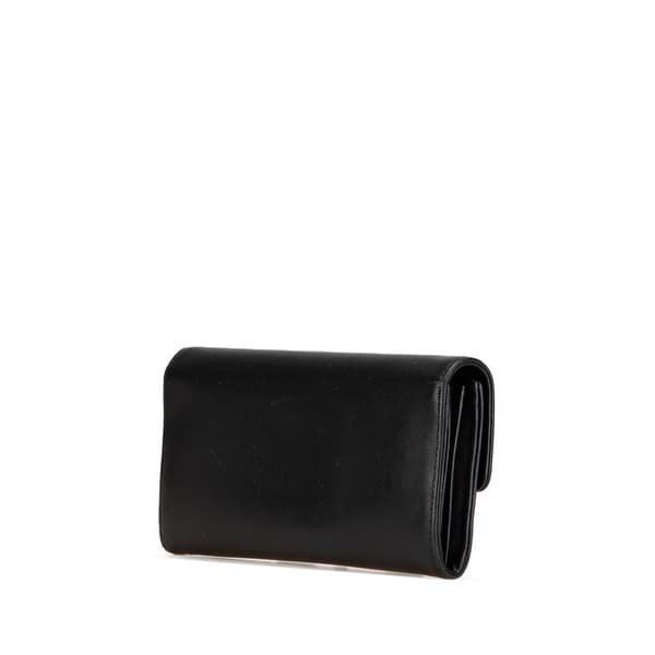 Pre-owned Chanel CC Calfskin Long Wallet Black