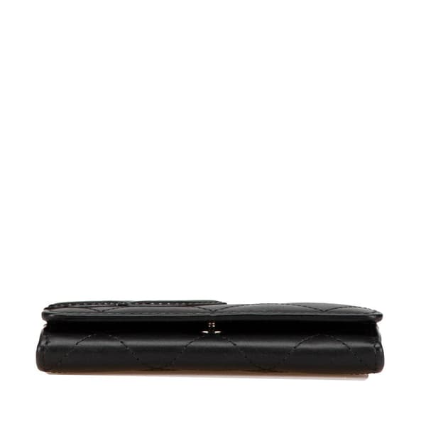 Pre-owned Chanel Lambskin Cambon Ligne Card Holder Black