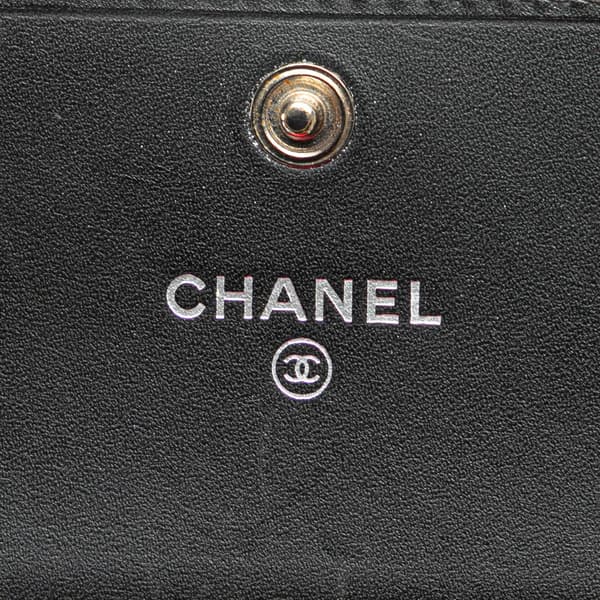 Pre-owned Chanel Lambskin Cambon Ligne Card Holder Black