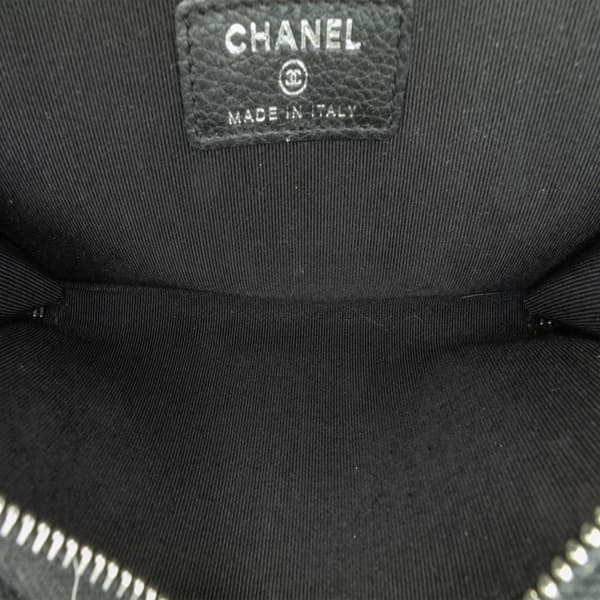 Pre-owned Chanel Bull Leather Studded Zip Wallet Black