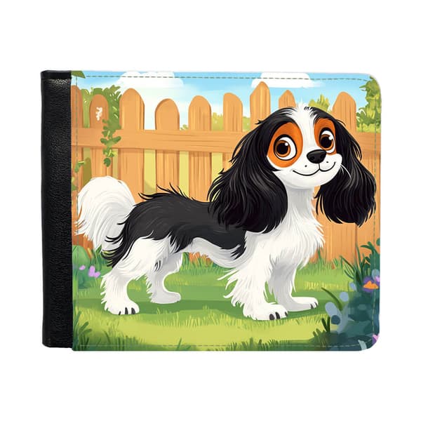 Barn Söt Tecknad Cavalier King Charles Spaniel Hund Plånbok För Män Med Myntfack
