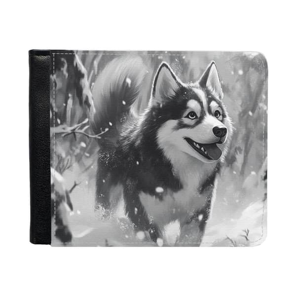 Barn Tecknad Siberian Husky Hund Plånbok För Män Med Myntfack